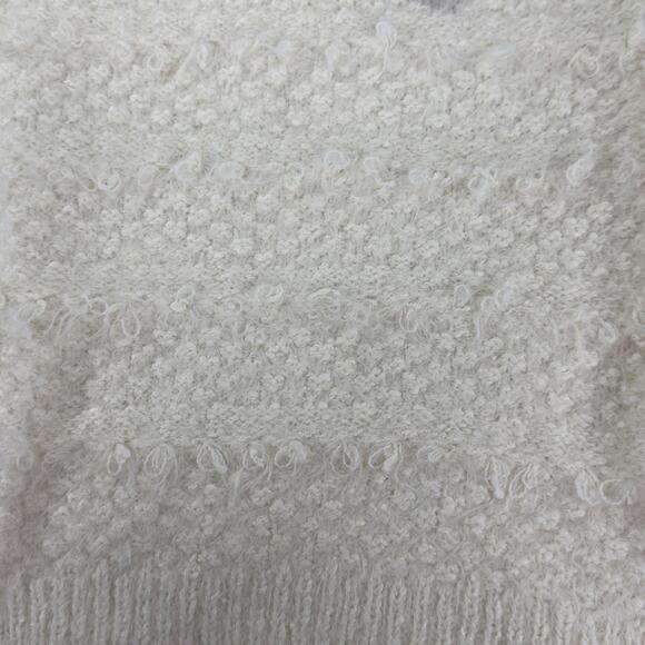 Area Stars Sweater Mock Neck Ivory Textured Faux Fur Fringe Cropped Glam M NEW - Picture 7 of 15